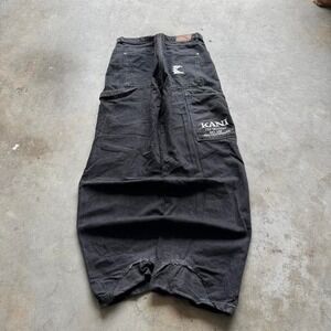 Baggy Black Karl Kani Carpenter Wide Leg Jnco Styl Denim Y2k VTG Jeans 38x32